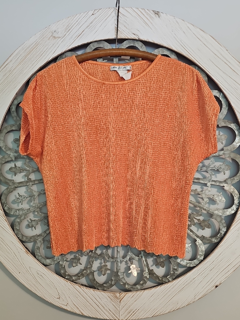 Laba Lee Orange Pleated Short Sleeve Top